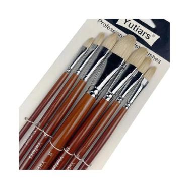 Imagem de Conjunto De 7 Pincéis Profissionais De Cerdas De Javali Para Tinta a Ó