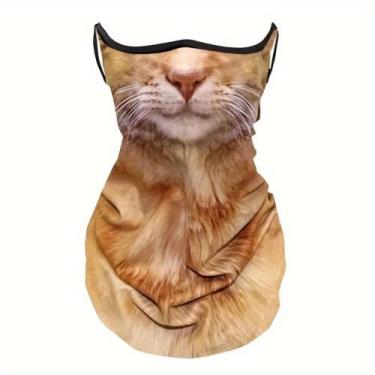 Imagem de Protetor Facial E De Pescoço 3D Com Design De Gato, Respirável, Secage