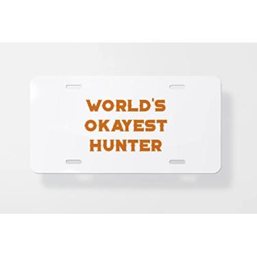 Imagem de Worlds Okayest Hunter Capa para placa de licença - Capa para placa de carro - Capa de moldura para placa de carro - 15 x 30 cm