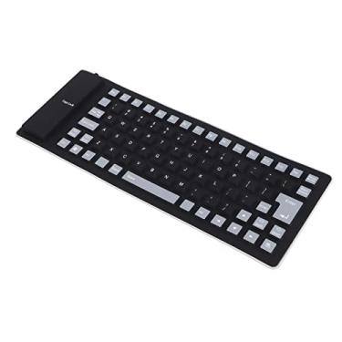 Imagem de Teclado de silicone macio, teclado de silicone dobrável totalmente vedado Design macio e confortável para notebook de PC(Preto)