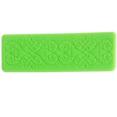 Imagem de FUNSHOWCASE Mini Sugarcraft Decoração de Bolo de Renda Borda Fondant Gumpaste Molde de Silicone Forma de Renda Tapete de Cupcake em Forma de Coração #260, 65,20,2 cm