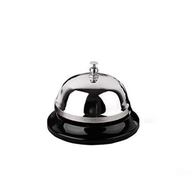 Imagem de Chamada de sino de 8,89 cm de diâmetro com estrutura de metal antiferrugem, anel, durável, sino de mesa para hotéis, escolas, restaurantes, áreas de recepção, hospitais, armazéns (prata)