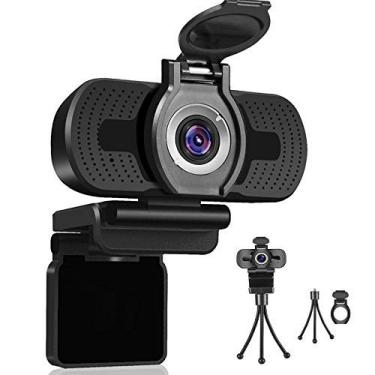 Imagem de Dericam Webcam com microfone, webcam 1080p, laptop desktop computador USB Web câmera com capa de privacidade e tripé, Plug and Play para transmissão de vídeo, conferência, jogos