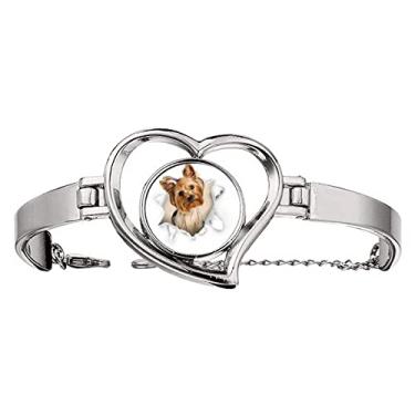 Imagem de N/A N/A Pulseira de fio animal de papel quebrado chihuahua coração joia bracelete, medium, metal