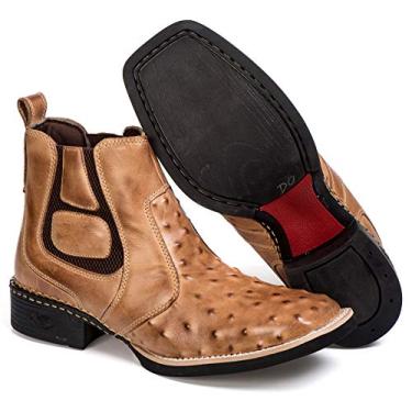 Imagem de Bota Country Masculina estampa Avestruz legitimo couro bovino 133 (44, 133areia)