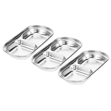 Imagem de 3 Pecas Recipientes Com Tampas Prato De Lanche Comida Tigelas Pequenas Com Tampa Suporte Para Saquinho De Chá Prato De Molho De Aço Inoxidável Mini Produtos De Soja Fruta