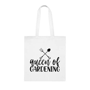 Imagem de Queen Of Jardinagem, presente engraçado de jardinagem, bolsa de ombro de jardinagem, bolsas reutilizáveis, ideia de presente de cesta de Natal de aniversário, Branco