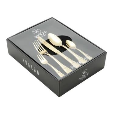 Imagem de Faqueiro 30 Peças De Aço Inox Pvd Dourado Com Gift Box Avalon Wolff -