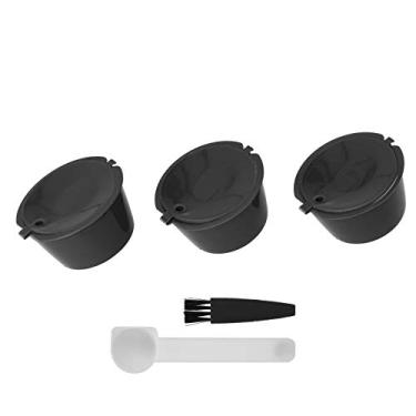 Imagem de Xícara de cápsula de café, conjunto de filtro de café cápsula recarregável cápsulas de café reutilizáveis cápsulas adequadas para máquina de café Dolce Gusto (preto)