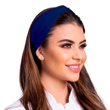 Imagem de Turbante Touca Kit 3 Peças Vira Faixa 2 Em 1 Profissional Saúde Cozinha Prime (Único, 3 Azul Escuro)