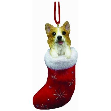 Imagem de Meia de Natal Welsh Corgi com detalhes pintados e costurados à mão