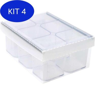 Imagem de Kit 4 Caixa Organizadora Com 06 Divisórias Cristal