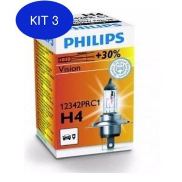 Imagem de Kit 3 Lampada Philips H4 Fiat Uno 1.4 94 À 96 Baixo/ Alto