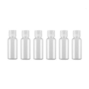 Imagem de Garrafa de viagem de plástico de 14 ml com tampa flip para maquiagem emoliente chuveiro de água gel de emulsão líquido vazio recarregável portátil, pacote com 6 (transparente)