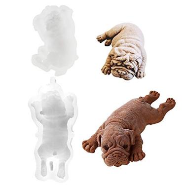 Imagem de Fewo Pacote com 2 moldes de silicone para assar mousse bolo pug filhote de cachorro petiscos de aniversário chocolate gelatina molde de pudim sorvete loção de sabonete barras de fazer suprimentos