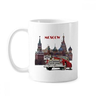 Imagem de Red Classic Cars Caneca ilustração Moscow cerâmica cerâmica café porcelana xícara louça