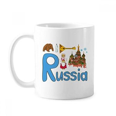 Imagem de Caneca de cerâmica com símbolo nacional da Rússia com padrão de marco e cerâmica