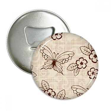 Imagem de Borboleta marrom simples vintage com flores abridor de garrafas ímã de geladeira emblema multifuncional