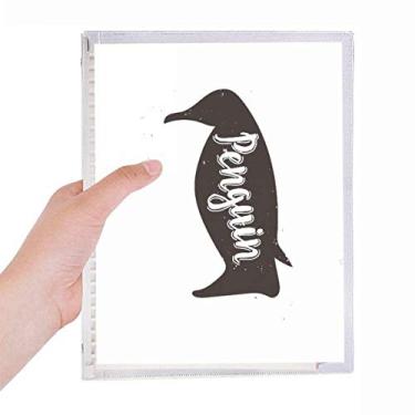 Imagem de Caderno de animal pinguim preto e branco diário de folhas soltas recarregáveis
