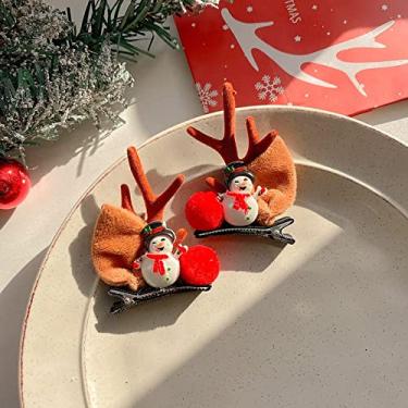 Imagem de KELATI Grampos de cabelo de Natal, acessórios de cone de Papai Noel rena fofa grampos de cabelo de natal acessórios de cabelo, acessórios de cabelo de natal para mulheres meninas -F