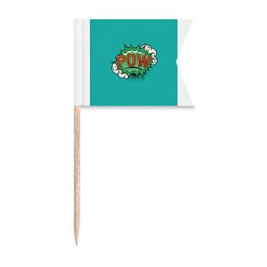 Imagem de Bubble Pow - Bandeiras de palito de diálogo de desenho animado verde para marcação de rotulagem para bolo de festa, comida e placa de queijo