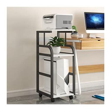 Imagem de KIZQYN Suporte de impressora do chão ao teto Rack de suporte de impressora Rack de armazenamento de chassi de mesa multicamadas para escritório Gabinete móvel PC Moldura principal Impressora de mesa (Cor: F)