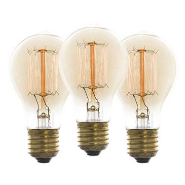 Imagem de Combo Kit com 3 Lâmpada Luminária Filamento A19 40w 220v Filamento de Carbono 12cm Transparente