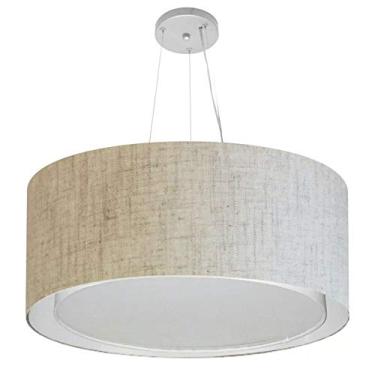 Imagem de Lustre Pendente Cilíndrico Duplo Cúpula Tecido 30/60x50 cm, Vivare Iluminação, Pendente4302 RST, Rustico Bege, Grande