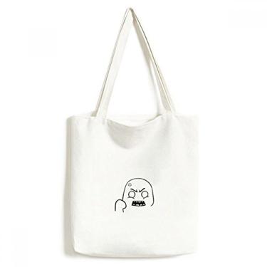 Imagem de Angry Black Cute Chat Happy Pattern sacola sacola de compras bolsa casual bolsa de mão