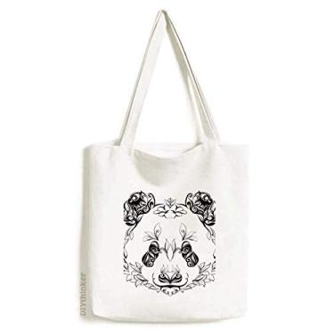 Imagem de Bolsa de lona fofa gigante com retrato de animal panda bolsa de compras casual