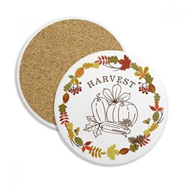 Imagem de Caneca de porta-copos com estampa de guirlanda de Dia de Ação de Graças, pedra absorvente de mesa