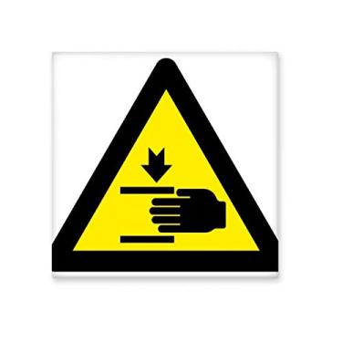 Imagem de Símbolo de aviso amarelo preto mão triângulo cerâmica azulejo brilhante decalque pedra adornada tijolo vitrificado