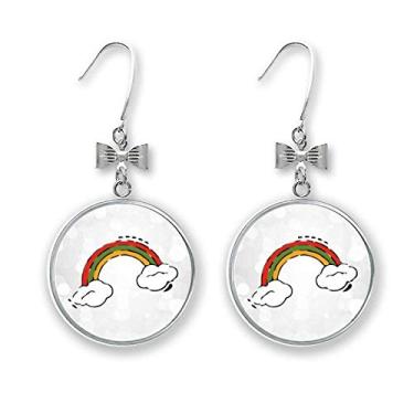 Imagem de Brincos de borboleta com estampa de ilustração de vento em formato de arco-íris e gancho perfurado