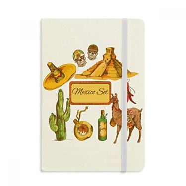Imagem de Caderno Mexicano Sombrero Pirâmide do Deserto Cactus Mexicano Oficial Tecido Rígido Diário Clássico