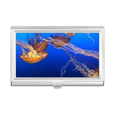 Imagem de Porta-cartões de visita com imagem da natureza da ciência do oceano Jellyfish