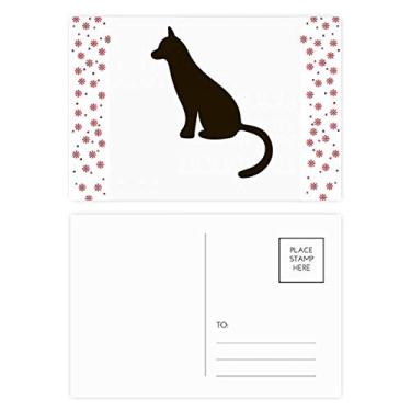 Imagem de Black Cat Cute Animal Rettrayal Christmas Flower Celebration Cartão postal Blessing Mailing Card