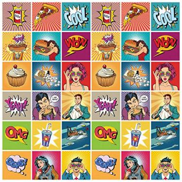 Imagem de Adesivo de Azulejo Cozinha Pop Art Food 20x20cm 12un