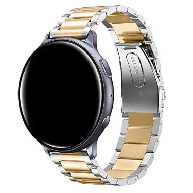 Imagem de Pulseira 20mm Metal 3 Elos compatível com Samsung Galaxy Watch Active 1 e 2 - Galaxy Watch 3 41mm - Galaxy Watch 42mm - Amazfit GTR 42mm - Amazfit GTS - Marca LTIMPORTS (Prata com Dourado)