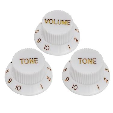 Imagem de Musiclily Métrico Kit com 3 Knobs Strato 1 Volume 2 Tone para Guitarra Fender Stratocaster,Branco
