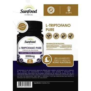 Imagem de Triptofano Pure 60 Caps Sofgels 2000Mg Sunfood - Sunfood Clinical U.S.