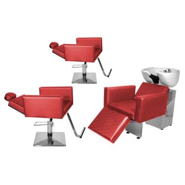 Imagem de Kit Salão Evidence 2 Cad Recl Quadrada + 1 Lavatório C/Ap Vermelho