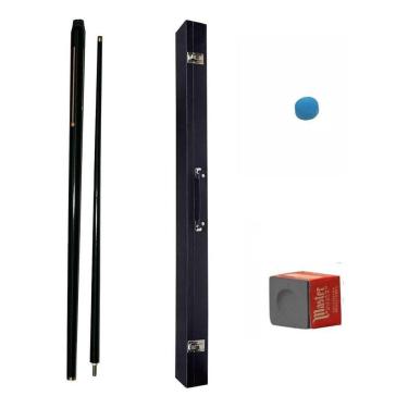 Imagem de Kit Taco Rosca Preto Estojo Giz Sola Master Sinuca Bilhar