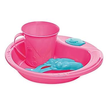 Imagem de Adoleta Bebê Kit Alimentação Pratinho Urso Caneca E Colheres Rosa Pop