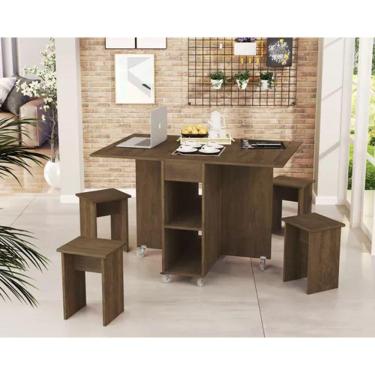 Imagem de Mesa De Jantar Jade Dobravél  Apartamento Lazer 120 Cm -100% MDF -Multifuncional - Castanho