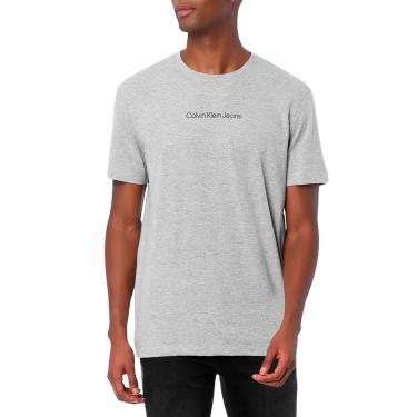 Imagem de Camiseta Calvin Klein Jeans Masculina Institutional Black New Logo Cinza Mescla-Masculino
