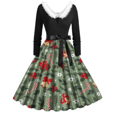 Imagem de Vestido De Coquetel De Natal Para Mulheres Vestido De Festa De Casamento Com Estampa Vintage De Natal (Color : A, Size : X-Large)