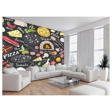 Imagem de Papel De Parede Estilo Lousa Pizza Ingrediente 3,5M Lcb08