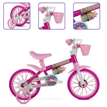 Imagem de Bicicleta Infantil Bike 3 A 5 Anos  Com Roda Treinamento Flower Aro 12