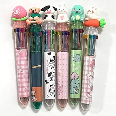 Imagem de Caneta esferográfica sencoo 10 em 1 multicolorida, 10 cores, pacote com 6