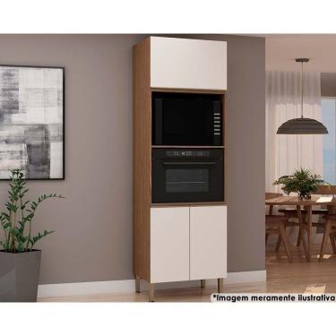 Imagem de Paneleiro de Cozinha Conecta c/ 3 Portas (2 Fornos) Off White/Ebano - Genialflex